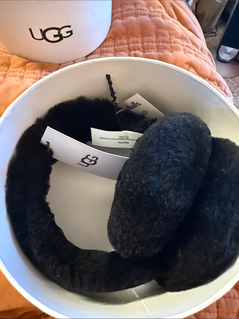 UGG Black Plush Shearling Earmuffs